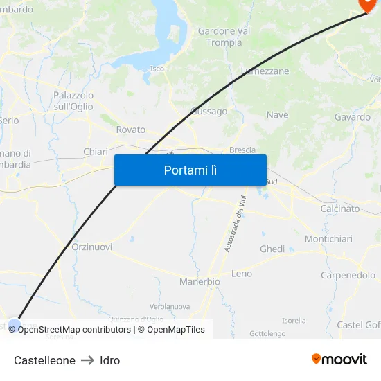 Castelleone to Idro map