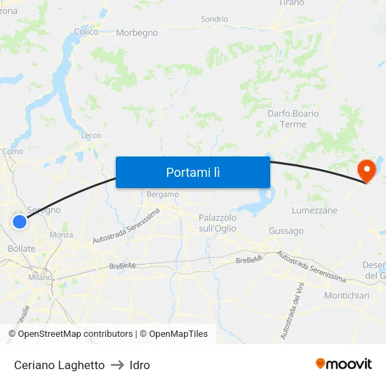 Ceriano Laghetto to Idro map