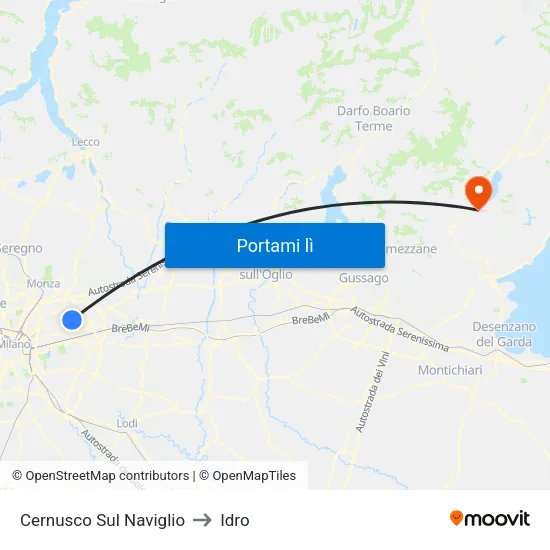 Cernusco Sul Naviglio to Idro map