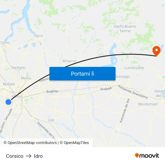 Corsico to Idro map