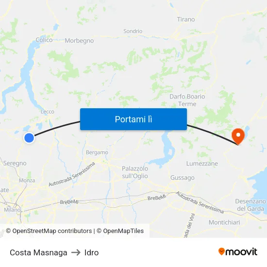 Costa Masnaga to Idro map