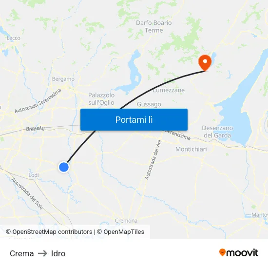 Crema to Idro map