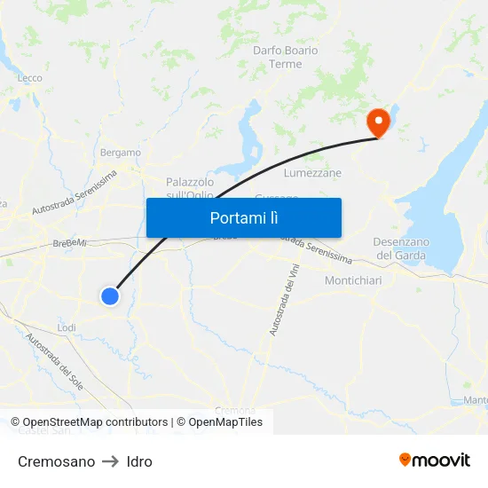 Cremosano to Idro map
