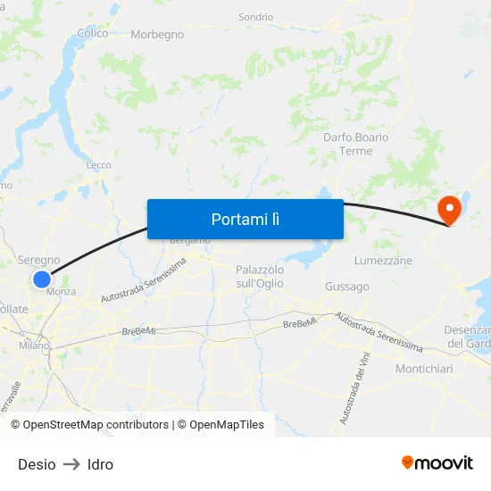 Desio to Idro map