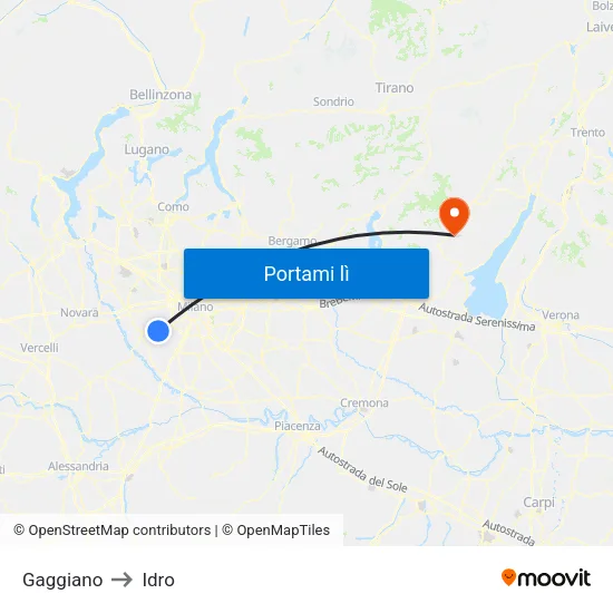 Gaggiano to Idro map