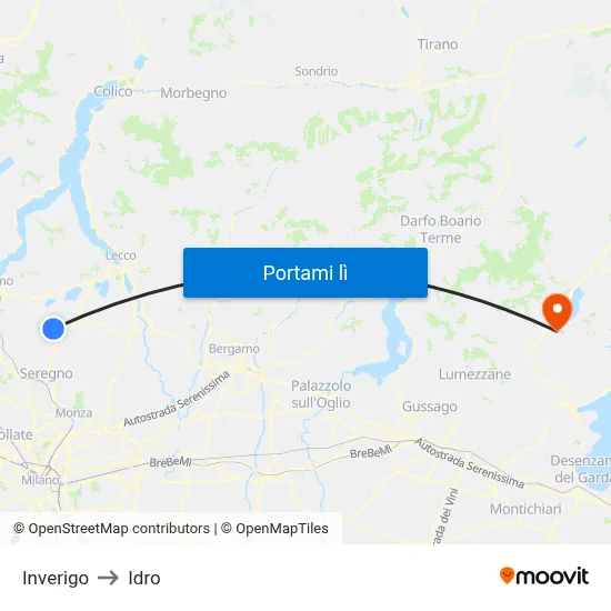 Inverigo to Idro map