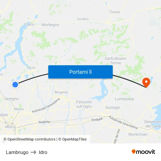 Lambrugo to Idro map