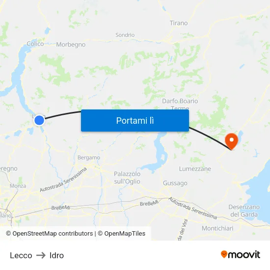 Lecco to Idro map