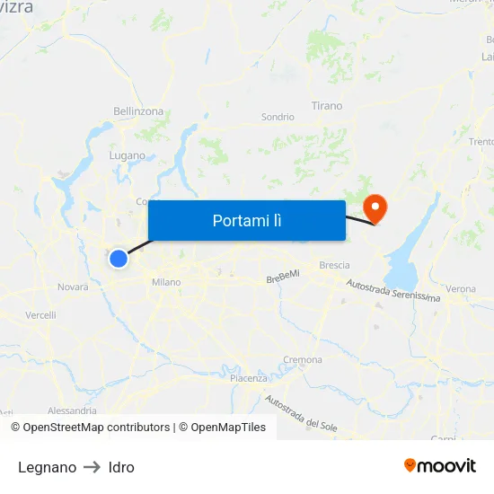 Legnano to Idro map