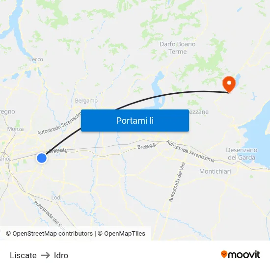 Liscate to Idro map