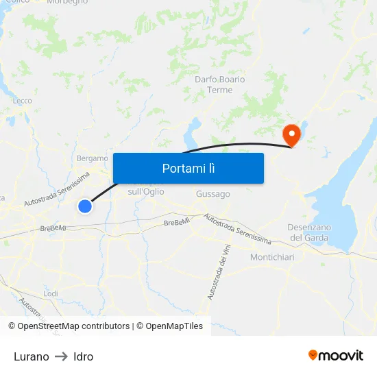 Lurano to Idro map