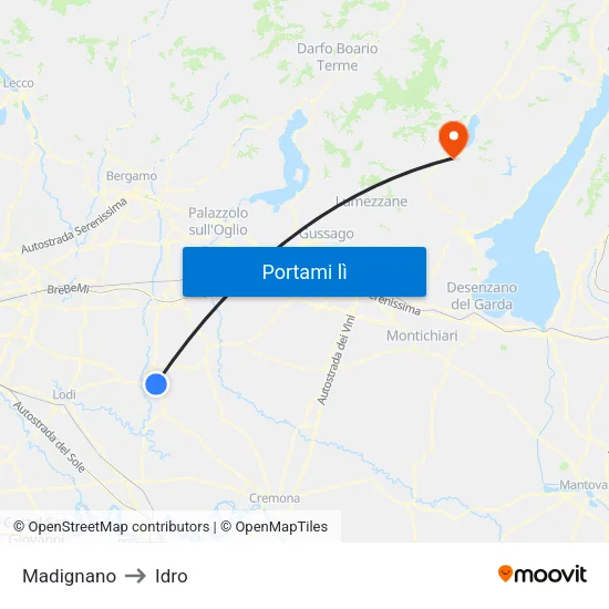 Madignano to Idro map