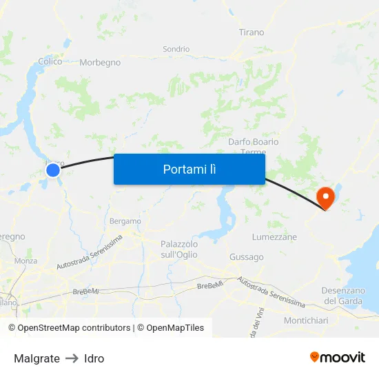 Malgrate to Idro map