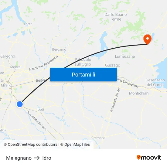 Melegnano to Idro map