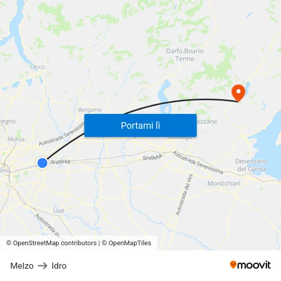 Melzo to Idro map