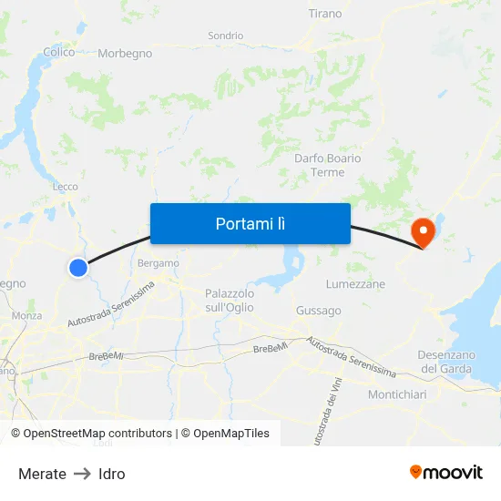 Merate to Idro map