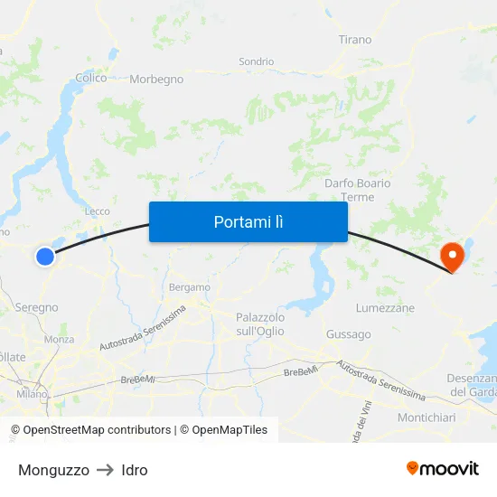 Monguzzo to Idro map