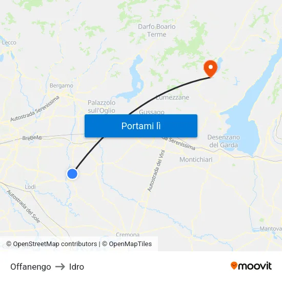 Offanengo to Idro map