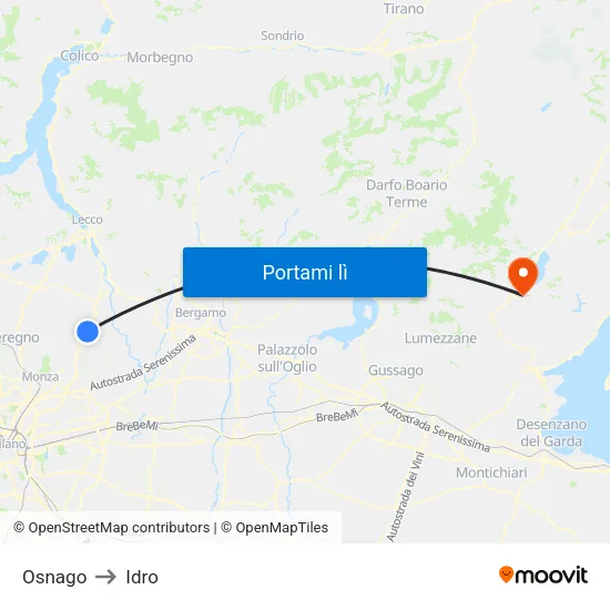 Osnago to Idro map