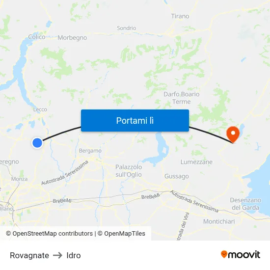 Rovagnate to Idro map