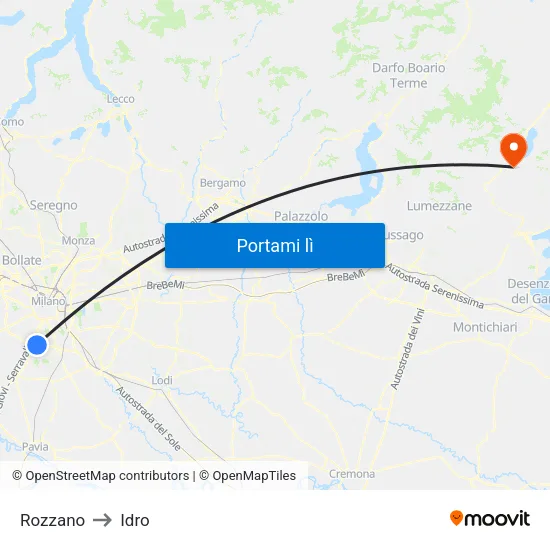 Rozzano to Idro map