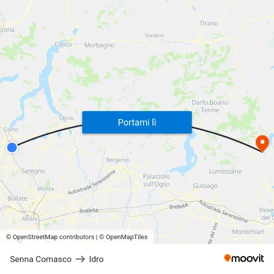 Senna Comasco to Idro map