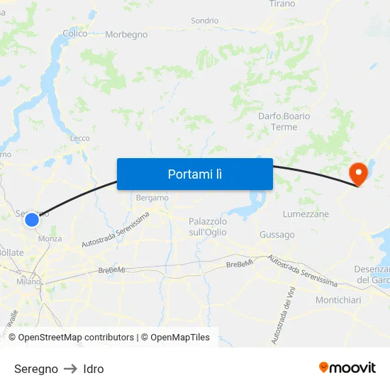 Seregno to Idro map