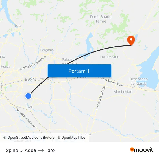 Spino D' Adda to Idro map