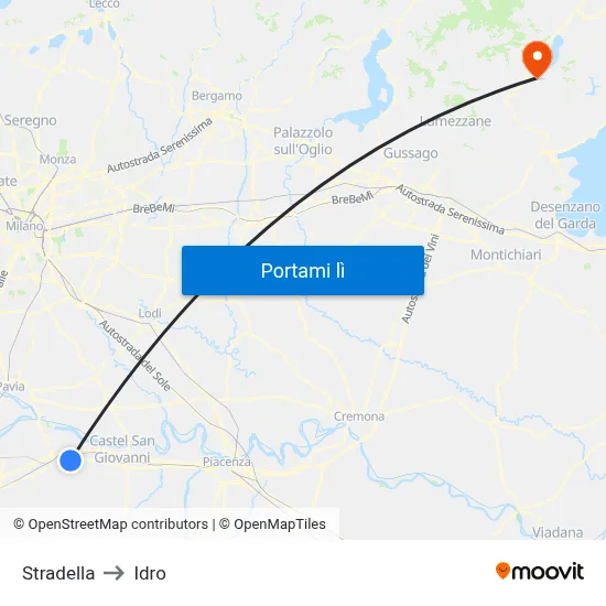 Stradella to Idro map