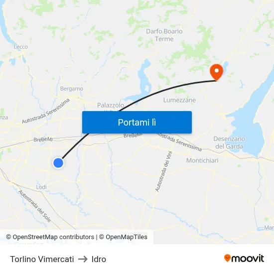 Torlino Vimercati to Idro map