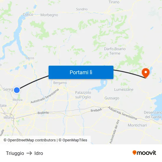 Triuggio to Idro map