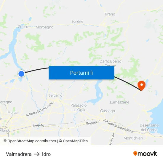 Valmadrera to Idro map