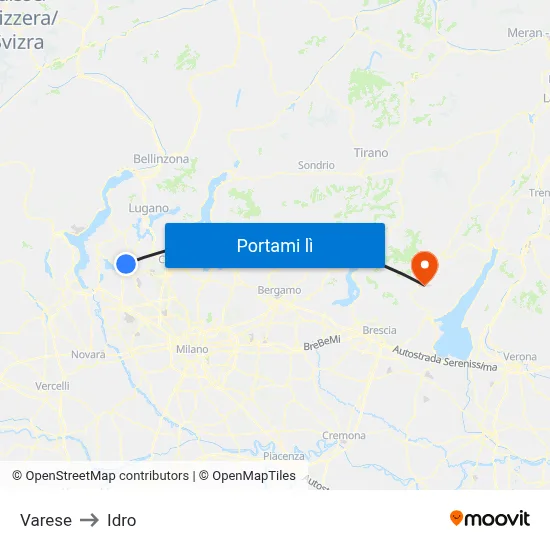 Varese to Idro map