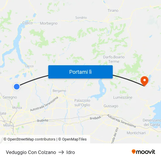 Veduggio Con Colzano to Idro map
