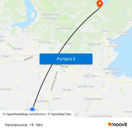 Verolanuova to Idro map
