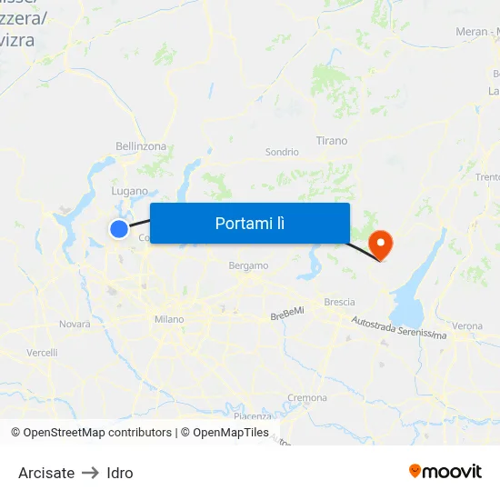 Arcisate to Idro map