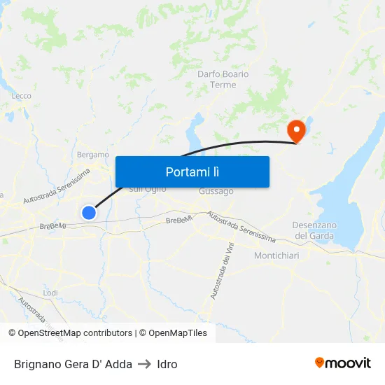 Brignano Gera D' Adda to Idro map