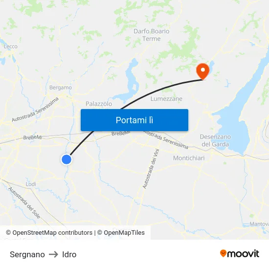Sergnano to Idro map