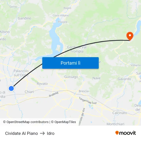 Cividate Al Piano to Idro map