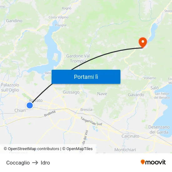 Coccaglio to Idro map