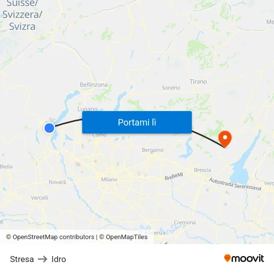 Stresa to Idro map