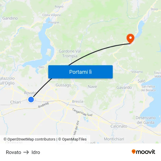 Rovato to Idro map