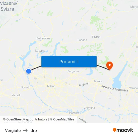 Vergiate to Idro map