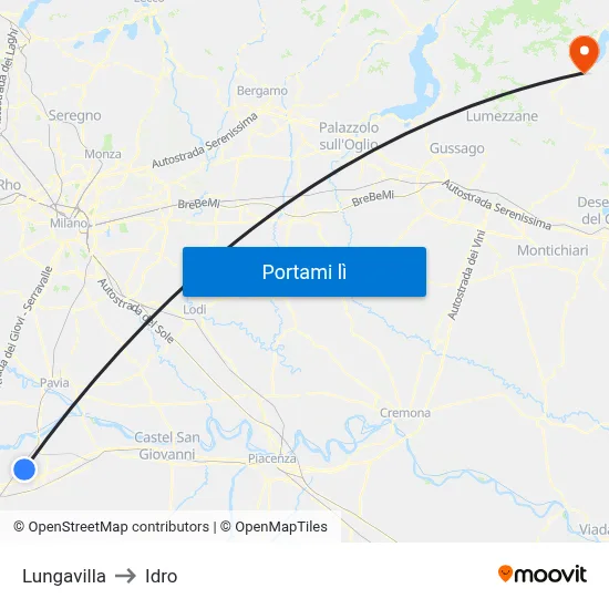 Lungavilla to Idro map
