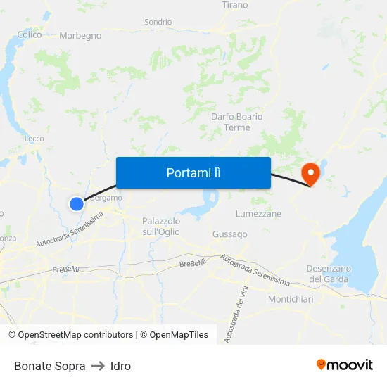 Bonate Sopra to Idro map