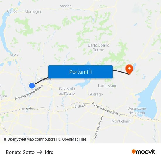 Bonate Sotto to Idro map