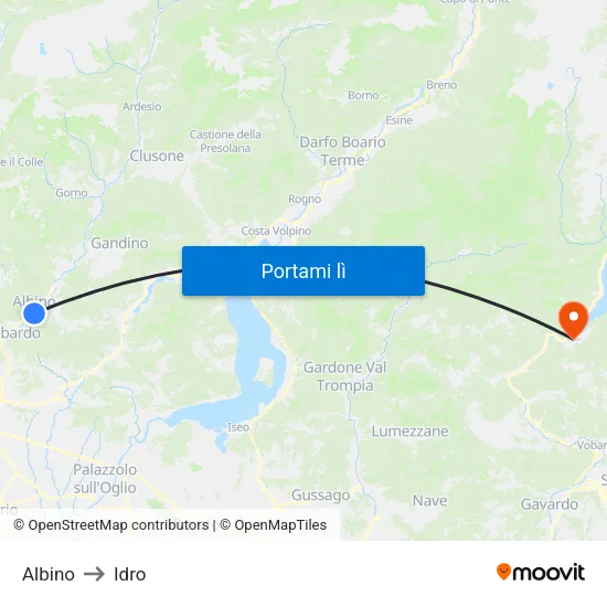 Albino to Idro map
