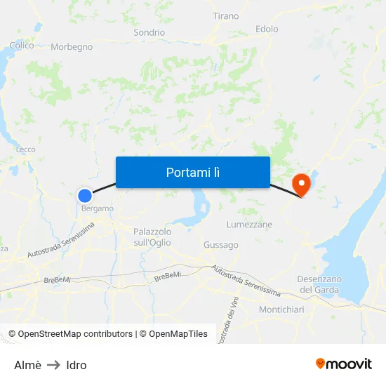Almè to Idro map