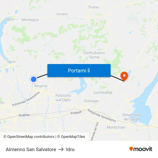 Almenno San Salvatore to Idro map