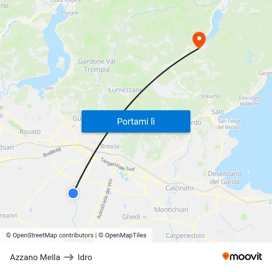 Azzano Mella to Idro map